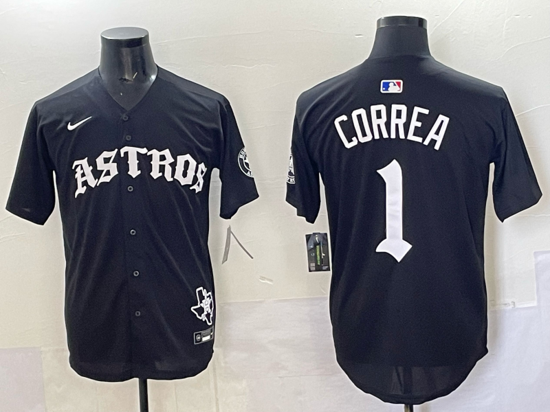 Men 2025 Houston Astros #1 Correa black  Game Nike MLB Jersey style 0010->houston astros->MLB Jersey